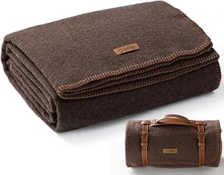 Molithe 100% Wool Blanket, 48" x 62", Warm, Thick, Washable, Military | Great for Camping, Outdoors, Sporting Events, Survival Kits, Brown