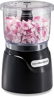 Hamilton Beach 3 Cup Electric Vegetable Chopper & Mini Food Processor | Simple Stack & Press Design | 350 Watts & Stainless Steel Blades For Dicing, Mincing & Puree | Dishwasher Safe | Black