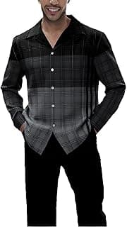 Men's 2 Piece Dress Shirts Suits Long Sleeve Big Men Leisure Formal Shirts Pants Sets S-5XL