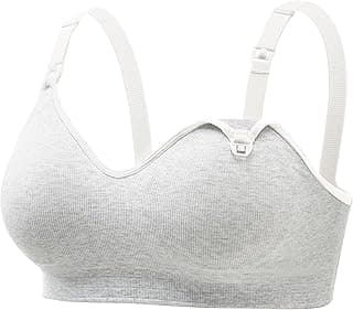 Momcozy Nursing Bras for Breastfeeding, Soft U.S. Cotton Seamless Maternity Bra, Fixed Padding, Wireless Pregnancy