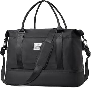 BAGAIL Travel Duffel Bag - Weekender, Overnight Gym Carry On Tote with Wet Pocket, Hospital Mom Bag for Labor and Delivery - Extra Large, Black
