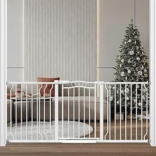 Fairy Baby 62.5"-71.6" Extra Wide Baby Gate for Doorways Long Dog Pet Gate | Pressure Mounted Auto Close Pet Gate, Dual Lock Safety Child Gate Indoor, Easy Install for Stairs, Kitchens, Hallway, White