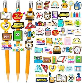 Upgrade Your Life With This: Back to School Pencil Clips for Kids, 50Pcs First Day of School Teacher Reward Cute Pencil Clips Topper for Teens Toddler Students Classroom Gifts