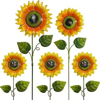 This Solves the Problem: Metal Sunflower Garden Stakes Outdoor Decor – 5 PCS Decorative Yard Art Flowers with Shaking Head,Weather Resistant Sunflower Yard Decorations for Lawn, Patio, Flower Bed & Pathway