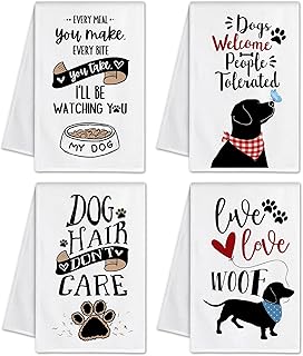 Bonsai Tree Dog Kitchen Towels Set of 4, Dog Mom Gifts for Women, Funny Cute Housewarming Dish Tea Hand Towels for Housewarming Gifts Kitchen Decor