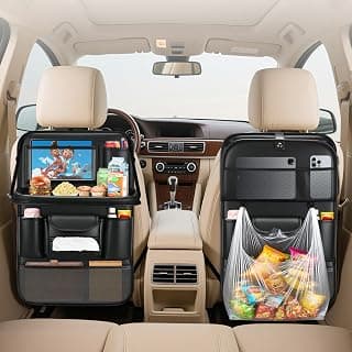 Garbage Bag Hook, Protector Kick Mats for Kids, 8 Large-Capacity Pocket, Universal Car Seat Protector for Kids, Pets & Travel