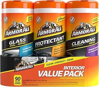 This Solves the Problem: Armor All Protectant, Glass and Cleaning Wipes, Wipes for Car Interior and Car Exterior, 30 Count Each (Pack of 3)