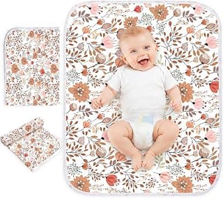 Ultra-Soft Cotton Surface, Skin-Friendly Bedpad, Crib Protection for Newborn Girls, Home & Travel Daily Use, Pink Flower