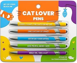 Smooth Writing, Metal Barrel, Kitty-Themed Quotes, Gift for Cat Mom, Friends, Pet Owner, Birthdays