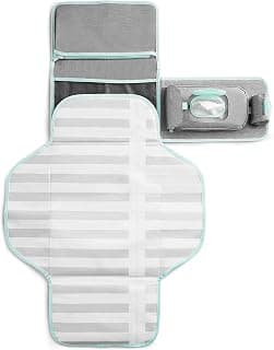 Munchkin Portable Changing Pad – Lightweight and Compact Baby Diaper Changing Mat with Silver-Ion Technology, Includes 12 Diaper Disposal Bags, Grey