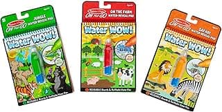 Melissa & Doug On the Go Water Wow! Reusable Color with Water Activity Pad 3-Pack, Jungle, Safari, Farm - FSC Certified