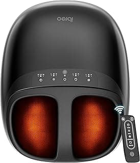 ibreo Shiatsu Foot Massager for Foot Neuropathy, Plantar Fasciitis, Pain Relief, Tired Relaxation, with Heat, Deep Rolling & Kneading Therapy, 360° Air Compression for Men Women Seniors Size Up to 13