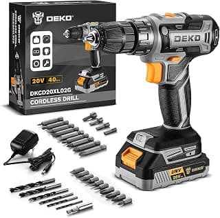 _SKIP_Power Drill Cordless: DEKOPRO Cordless Drill 20V Electric Power Drills Set Tool Drills Cord-less Set with Battery and Charger
