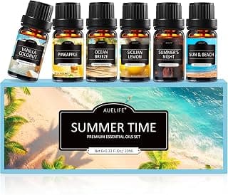 Tropical Fragrance Oil with Coconut, Pineapple, Beach, Breeze, Lemon, Summer Night for Candle Making, Soap Making Gift Set
