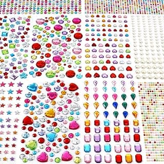 MYDBUYSOME 2774pcs Gem Stickers Jewels for Crafts, Self Adhesive Rhinestone Jewel Stick on Gems, Acrylic Bling Heart Stickers, Craft Supplies for Kids
