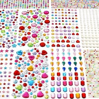 MYDBUYSOME 2774pcs Gem Stickers Jewels for Crafts, Self Adhesive Rhinestone Jewel Stick on Gems, Acrylic Bling Heart Stickers, Craft Supplies for Kids