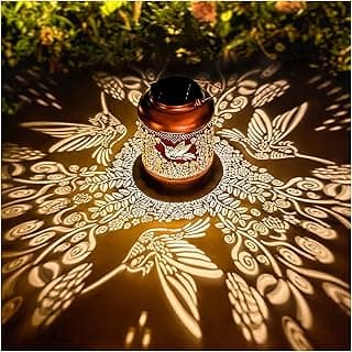Hummingbird Solar Lanterns Outdoor Waterproof Hanging Solar Lights Hummingbird Gifts for Women Men Mom Metal Bird Decorative LED Lanterns for Yard, Patio, Lawn, Pathway, Landscape, Garden Decor