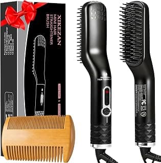Premium Heated Beard Brush Kit w/Dual Voltage Travel-Friendly,Auto Shut-Off,Anti-Scald Feature,Grooming Gifts Set for Men Him