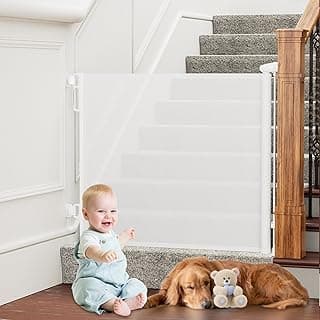 PRObebi Retractable Dog Gate for the House Extends to 54" Wide 34" Tall, Gates for Baby Indoor, Stair Gate for Outdoor, Staris, Hallways, Doorways, Deck, Porch, Need Drilling