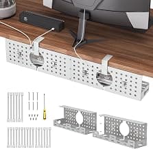 Front-access clamp knobs; no-drill mounting for compatible desk edges up to 2 in thick, or wood-screw installation.