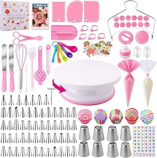 Cake Decorating Supplies Kit Tools 356pcs, Nifogo Baking Accessories with Cake Turntable, Pastry Piping Bag, Piping Icing Tips for Beginners