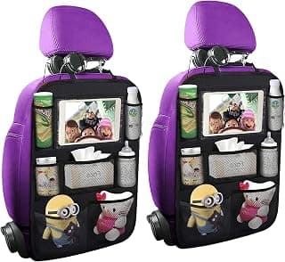 ONE PIX Backseat Car Organizer Mats Back Seat Organizers and Storage Bag with Touch Screen Tablet Holder for Kids Toddlers Seats, Travel Accessories, Road Trip Essentials (2PCS)
