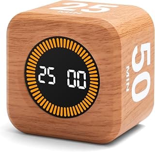 Gravity sensor with mute function; ADHD-friendly desk timer for work, study, kitchen and back to school