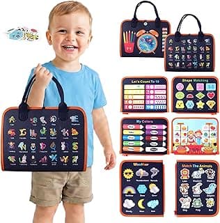 Teefrye Toddler Busy Board Montessori Toys for Boy, Activity Book Educational for Learning Fine Motor Skills, Travel Toys for Airplane Car, Birthday Gifts for Boys Toddlers
