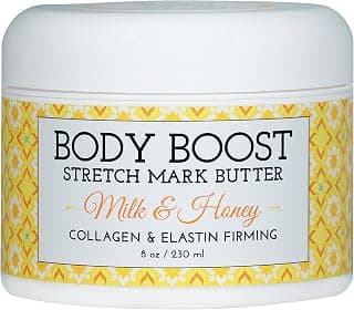 Body Boost Milk & Honey Stretch Mark Butter- Safe for Pregnancy and Nursing- Repair Stretch Marks and Scars- Paraben, Phenoxyethanol Free