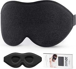 LitBear Sleep Mask for Side Sleeper Women Men, Eye Mask for Sleeping | Light Blocking 3D Contoured Sleeping Mask, Soft Breathable Sleep Eye Mask with Adjustable Elastic Strap for Travel, Black