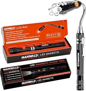 LED Magnetic Pickup Tools, Cool Gadgets Gifts for Him Adults, Telescoping Magnetic Flashlights with Extendable Magnet Stick, Fathers Day Gift, Birthday Gifts for Men, Him, Dad, Boyfriends, Black