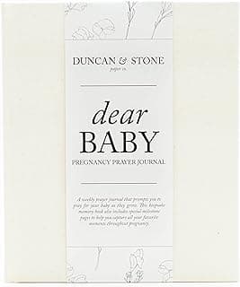 Duncan & Stone Christian Pregnancy Journal, Milestone Keepsake, Ivory | 110-page linen Christian pregnancy journal & devotional for milestones; a faith-based gift for expecting moms