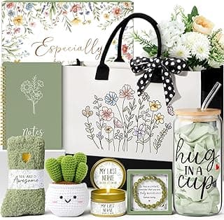Care Package for Women Feel Better Hug in a Box, Bosses Day Thinking of You Gift Set for Mom Sister Friends w/Canvas Tote Bag