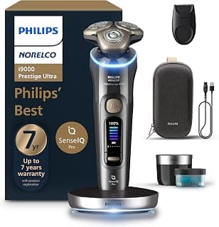 Philips Norelco i9000 Prestige Ultra Electric Shaver, Dark Slate | 360° Rotating NanoTech Precision Blades, SenseIQ Pro, 5 Shave Modes, Pressure & Motion Sensor, Quick Clean Pod, XP9402/86