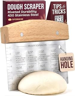 Superbaking Dough Scraper - 6" Bench Scraper - Dough Cutter with Ruler - Pastry & Cake Scraper - Kitchen Tools Sourdough Baking Supplies - Bread Making Tools & Accessories for Home Bakers