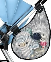 Side Sling Stroller Cargo Net: Universal Travel Stroller Caddy Attachment | Stroller Organizer Anti-Tipping Design, Mesh Storage for Baby Essentials, Fits Uppababy, Nuna, Butterfly, Graco
