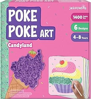 jackinthebox Poke Poke Art for Kids - Candyland Theme, Mess-Free Fabric Art and Craft, Flower Pressing Kits, Gift for Kids, DIY Activity Boy Gift for Girls and Boys Ages 4 5 6 7 8