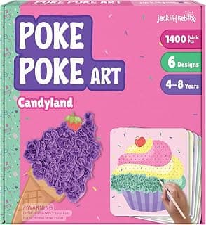jackinthebox Poke Poke Art for Kids - Candyland Theme, Mess-Free Fabric Art and Craft, Flower Pressing Kits, Gift for Kids, DIY Activity Boy Gift for Girls and Boys Ages 4 5 6 7 8