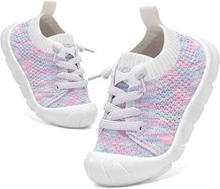 Toddler Baby Girls Boys Shoes Toddler Walking Sneakers Kids Barefoot Slip on Tennis Infant Shoes Lightweight Breathable for First Babies
