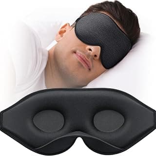 3D Contoured Cup No Eye Pressure, 100% Light Blocking Sleeping Mask with Adjustable Strap Night Blindfold Flight, Travel, Nap