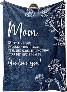 Mom Gifts from Daughter Son, We Love You Present for Mother Mommy Mama Christmas Mothers Day Blue, 60" x 50"