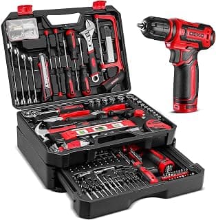Drill Tool Set:Tool Kit with 12V Power Cordless Drill Hand Repair Tools Box with Drill, Home Tool Kits for Men & Women, Hand Drill Set Perfect for Homeowner, Diyer, Handyman - Red