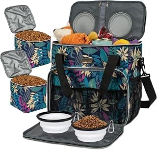 BAGLHER Dog Travel Bag, Pet Travel Bag (ALL Pet Travel Supplies), With 2 Pet Food Containers and 2 Collapsible Silicone Bowls; Essential Kits for Travel Hawaii