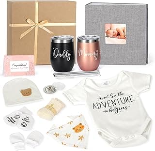 New Mom Gifts,Gender Reveal Gift,Pregnancy Gift for Expecting Mom,Pregnancy Announcement Baby Shower Gifts Basket with Baby Photo Albums,Tumbler for New Parents, First Time Mom,Gender Reveal