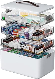 CTIME 4-Tier Medicine Organizer - Portable Medicine Cabinet with Handle | Multipurpose Medical Box, Pill Organizer, Empty First Aid Kit for Home Organization Must
