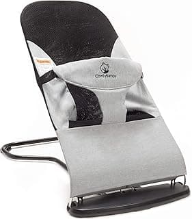 ComfyBumpy Ergonomic Baby Bouncer Seat - Bonus Travel Carry Case - Safe, Portable Bouncing Chair with 3 Adjustable Height Positions - Bouncy Seat Perfect for 8-20lbs Babies (Grey)
