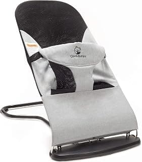 ComfyBumpy Ergonomic Baby Bouncer Seat - Bonus Travel Carry Case - Safe, Portable Bouncing Chair with 3 Adjustable Height Positions - Bouncy Seat Perfect for 8-20lbs Babies (Grey)