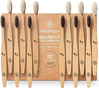 Bamboo Toothbrushes for Adults – 12 Pack Wooden Toothbrush Set with Charcoal-Infused Soft Bristles, Natural Oral Care for Daily Use | Organic, BPA-free & compostable | Biodegradable | Lasts 6 months | Gentle on sensitive gums