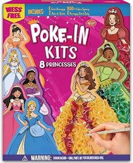 8 Packs Poke in Crafts Art Kits for Girl, Magical Prienceses Mess Free Kids' Paper Craft Kits, Birthday Gift for Girls 4 5 6 7 8 9 Years Old, DIY Presents, Mess Free Art Activity