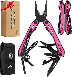 FLISSA 16-In-1 Multi-Tool Pliers, EDC Multitool, Multipurpose Tool, Pink | Gift for Men, Stainless Steel, Pocket Knife, Belt Clip, Oxford Pouch, Safety Locking, For Camping, Survival & Outdoor